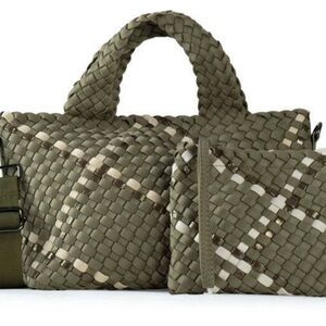 Haute Shore Mark Sage Green woven tote and crossbody pouch NWT
